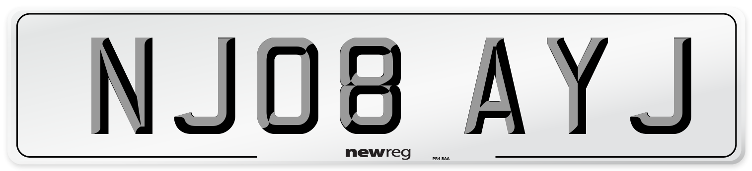 NJ08 AYJ Number Plate from New Reg